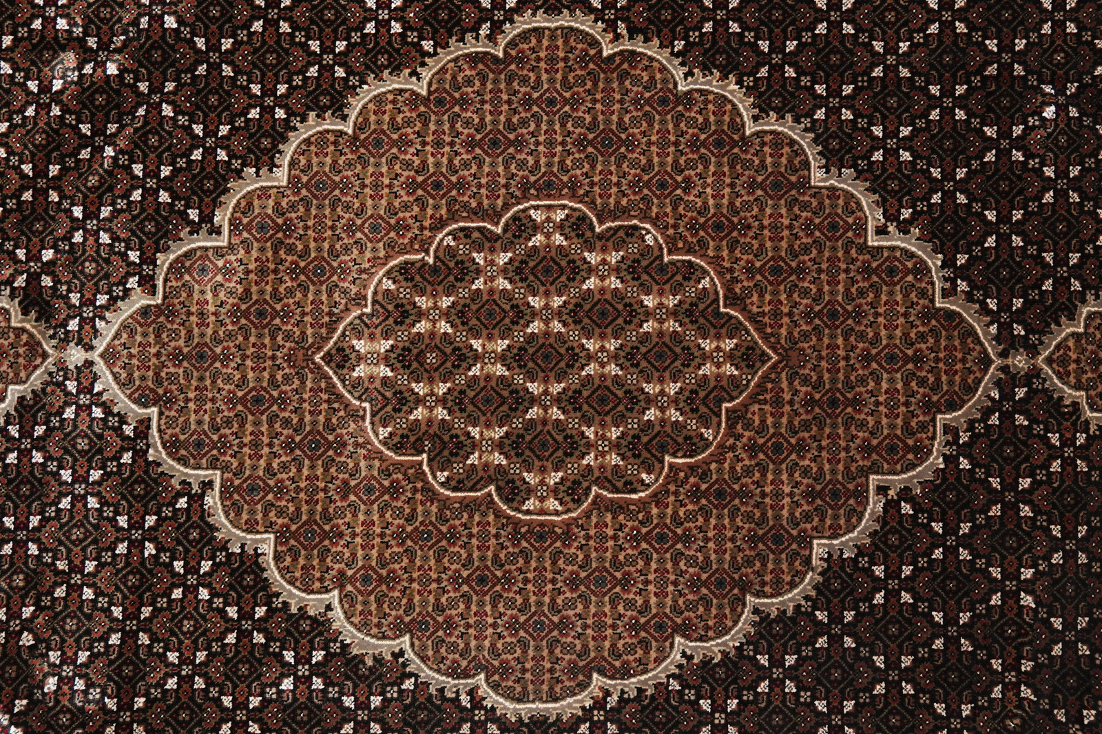 8.2 x 10.4 Mahii Tabriiz Quality Handmade Wool And Silk Area Rug Black #F-4458