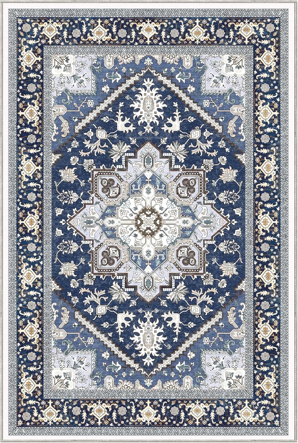 Luxurious 5×7 Faux Cashmere Area Rug – Washable & Non-Slip for Modern Homes