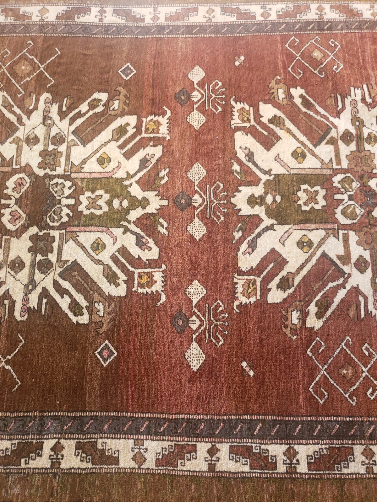 Antique Eagle Chelaberd Kazak Rug Excellent Condition Full Pile Tag $8,900