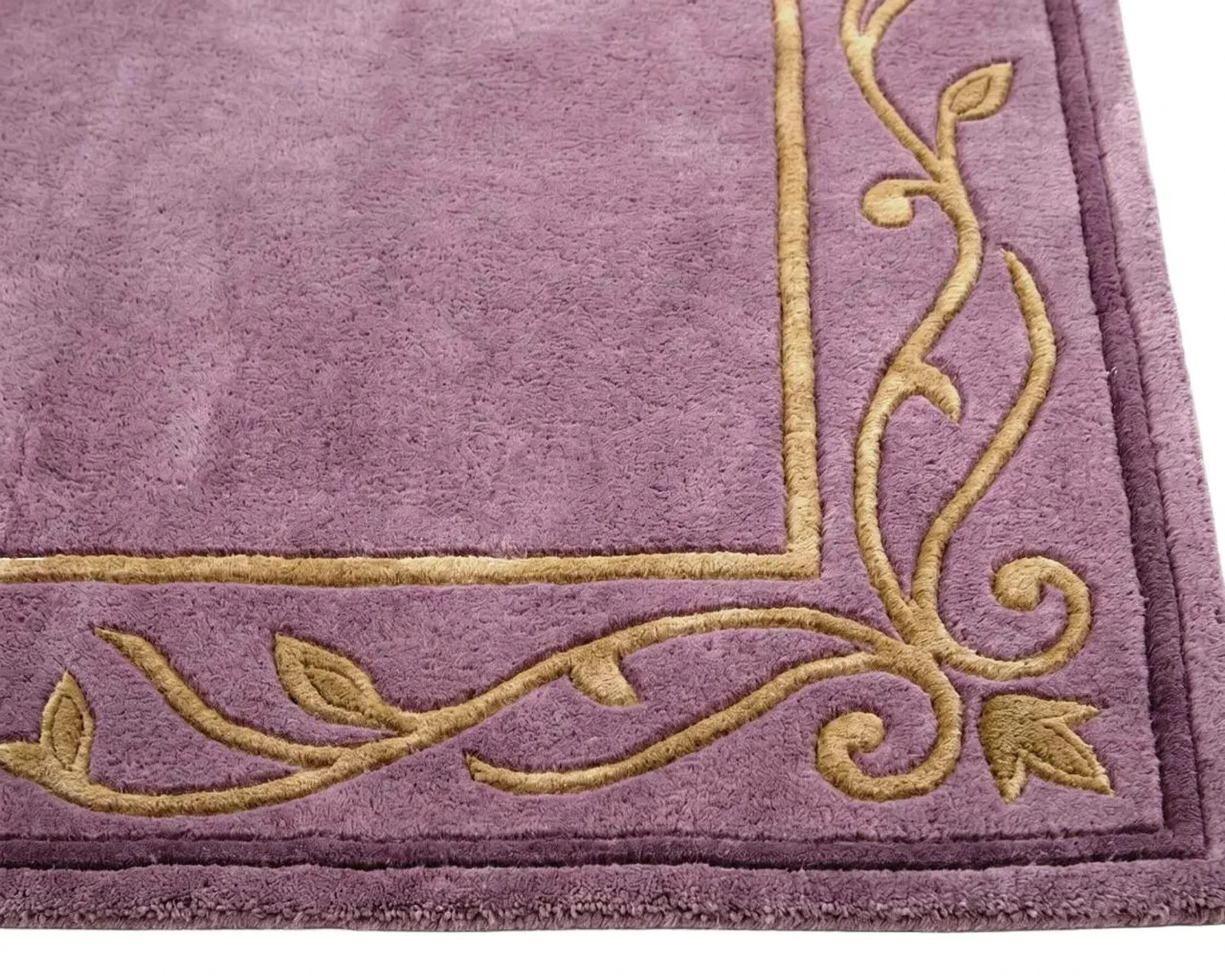 Hand-Tufted Lavender Floral Border NZ Wool Rug, French Country Decor Carpet Rug