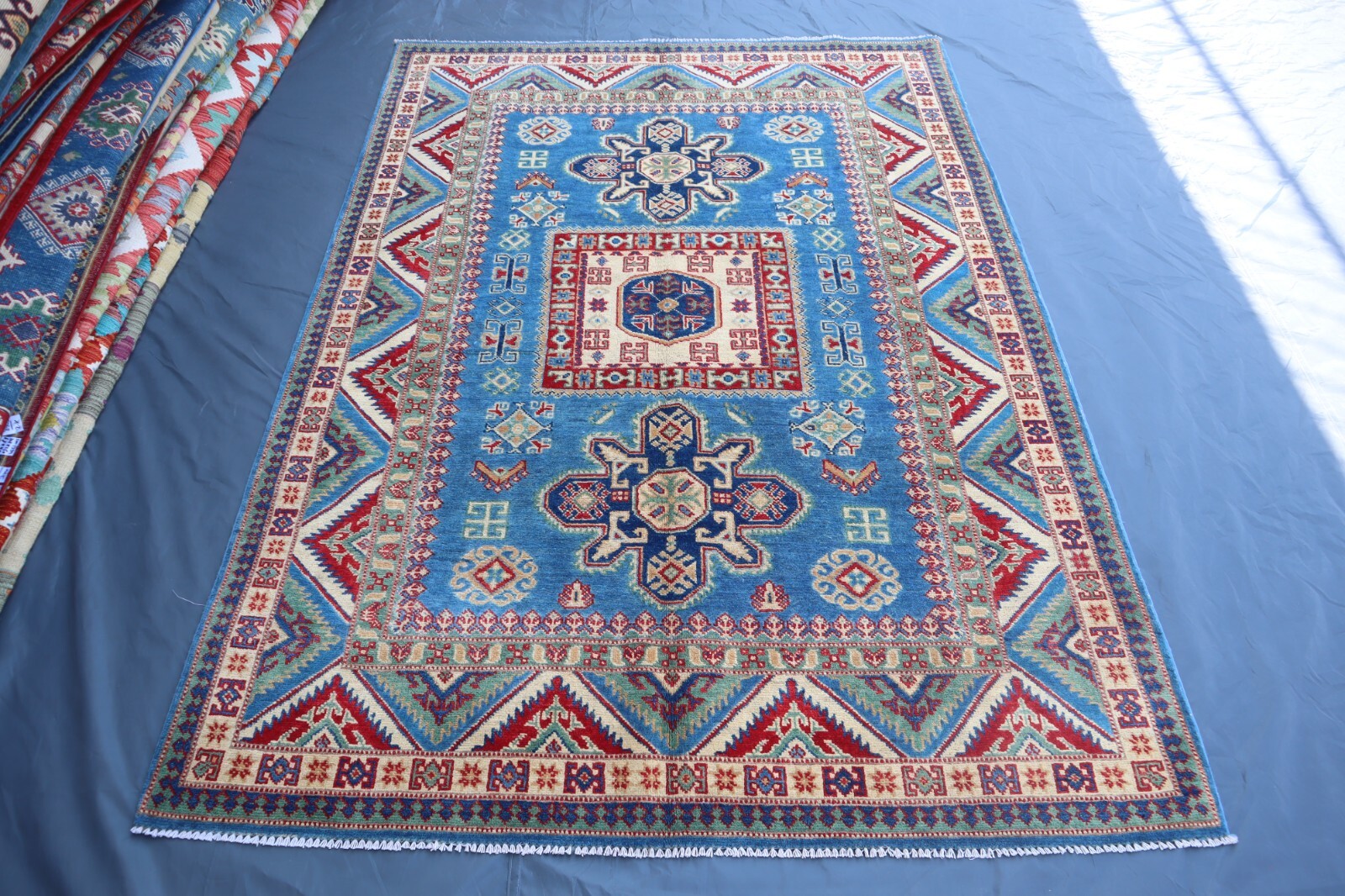 5×7 Kazak Area Rug – Afghan Hand knotted Veg dyes Oriental Rug- Rug for Bed Room