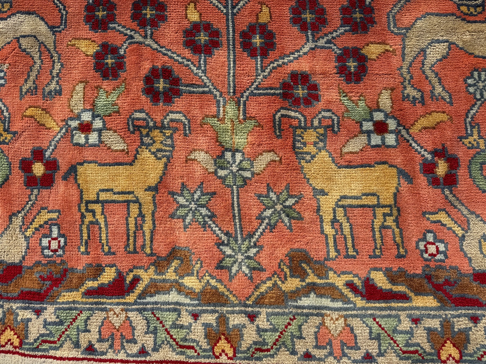9×12 HANDMADE ORIENTAL RUG CORAL BLUE green wool hand-woven oushak new colorful