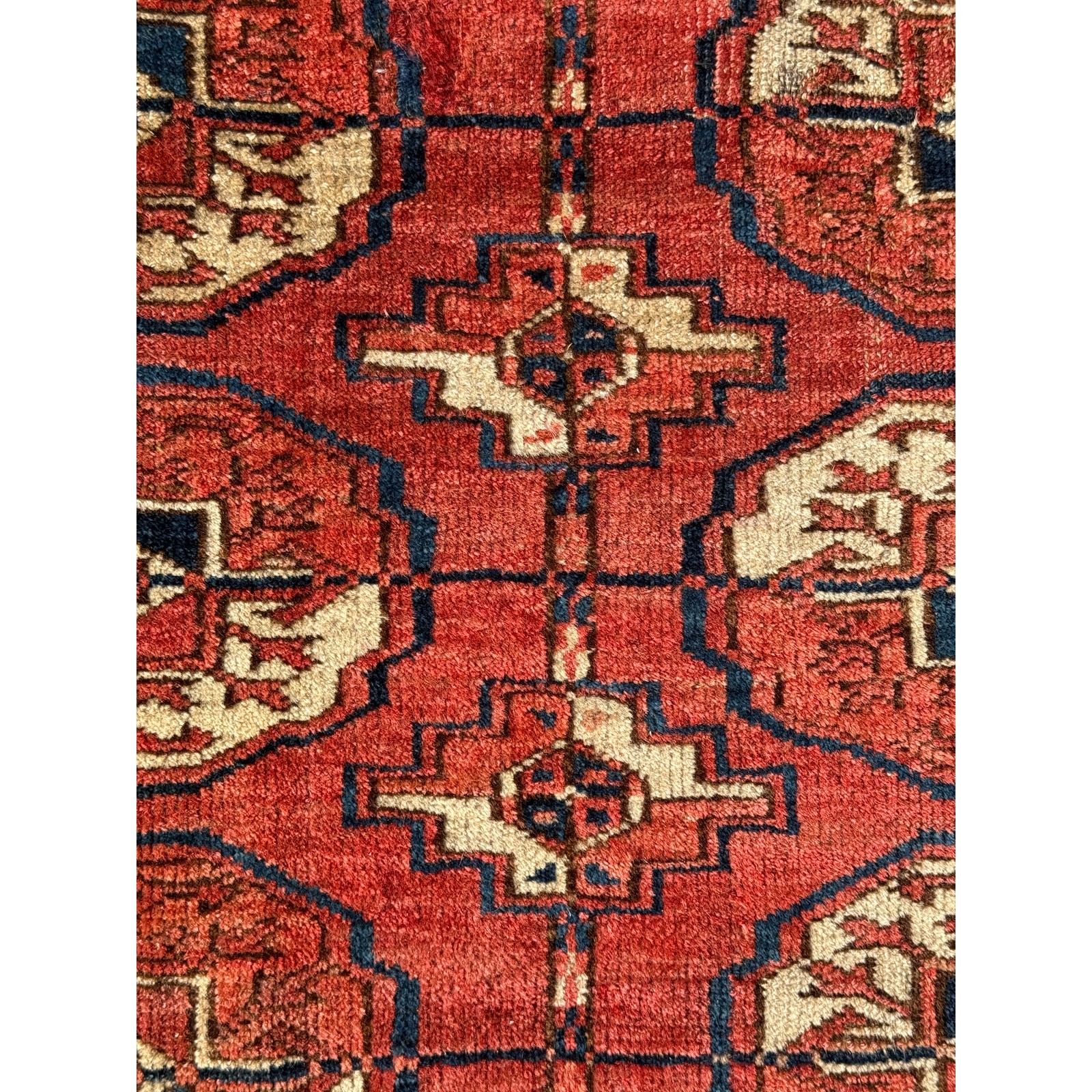 Vintage Traditional Handmade Turkmen Wool Multicolor Rug 52x41in