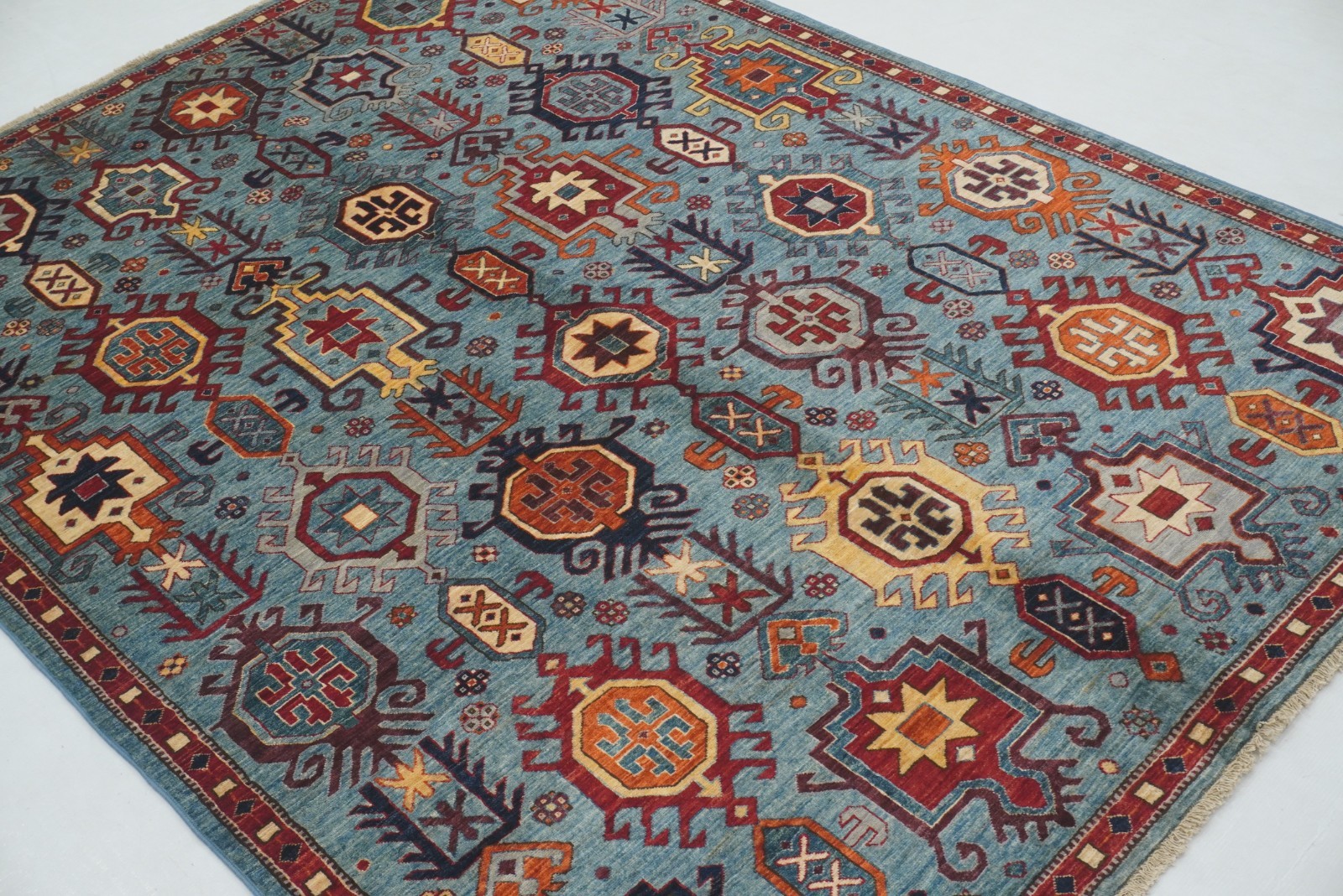 5×7 ft Blue Oushak Afghan Hand Knotted Wool Area Rug