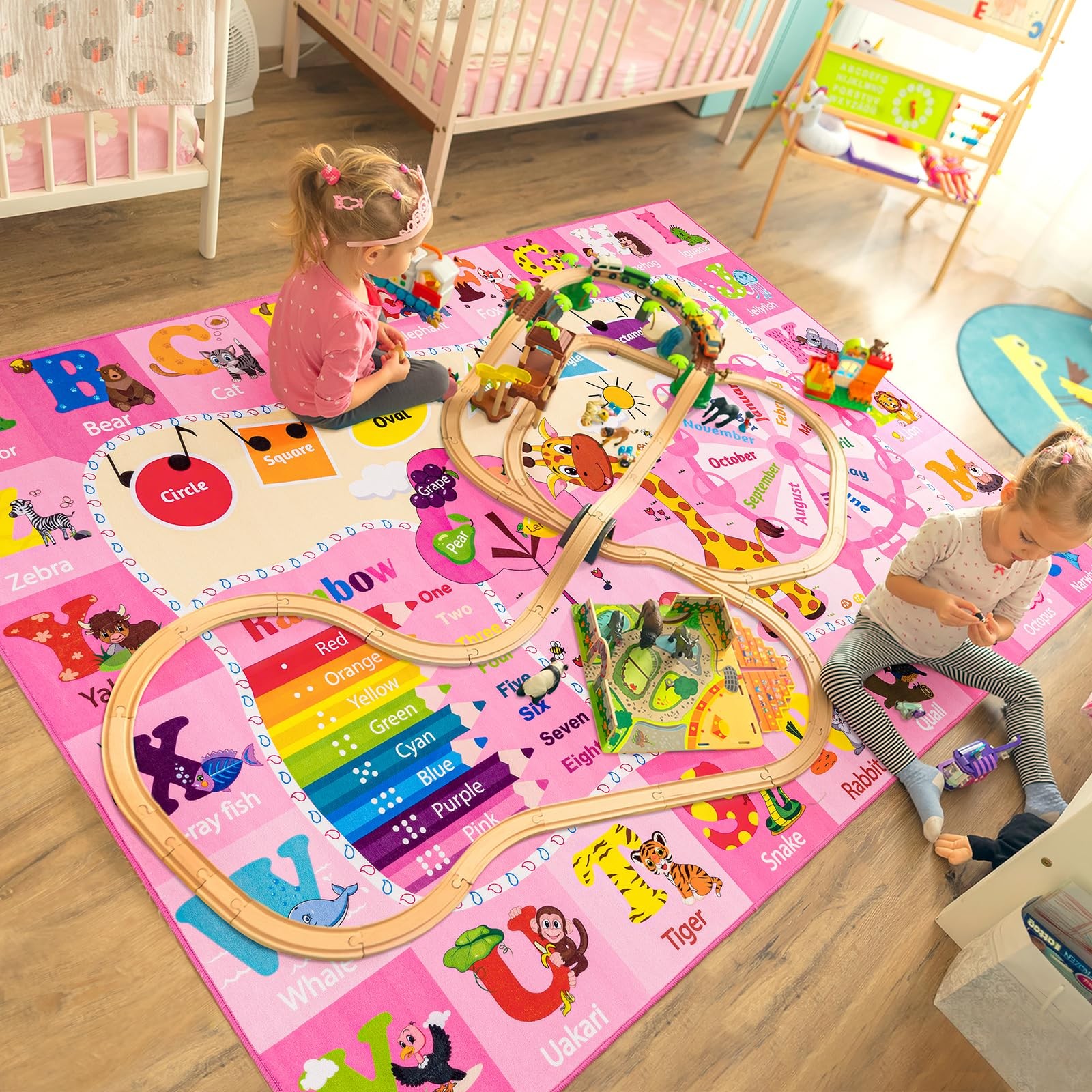 B BENRON 3×5 pink ABC alphabet educational rug