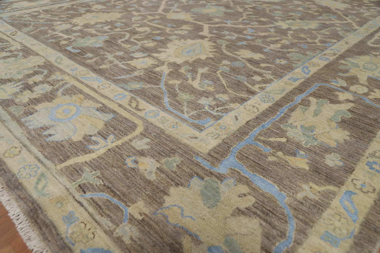 Vegetable Dye All-Over Pattern Oushak Wool Handmade Rug 9×12 ft Turkish Carpet