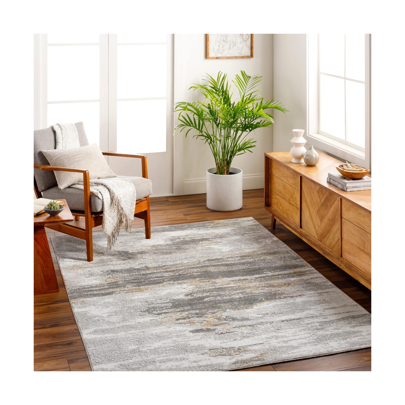 Livabliss San Francisco Modern Area Rug, 5’3″ x 7′, Gray, (5′ x 7′) Grey