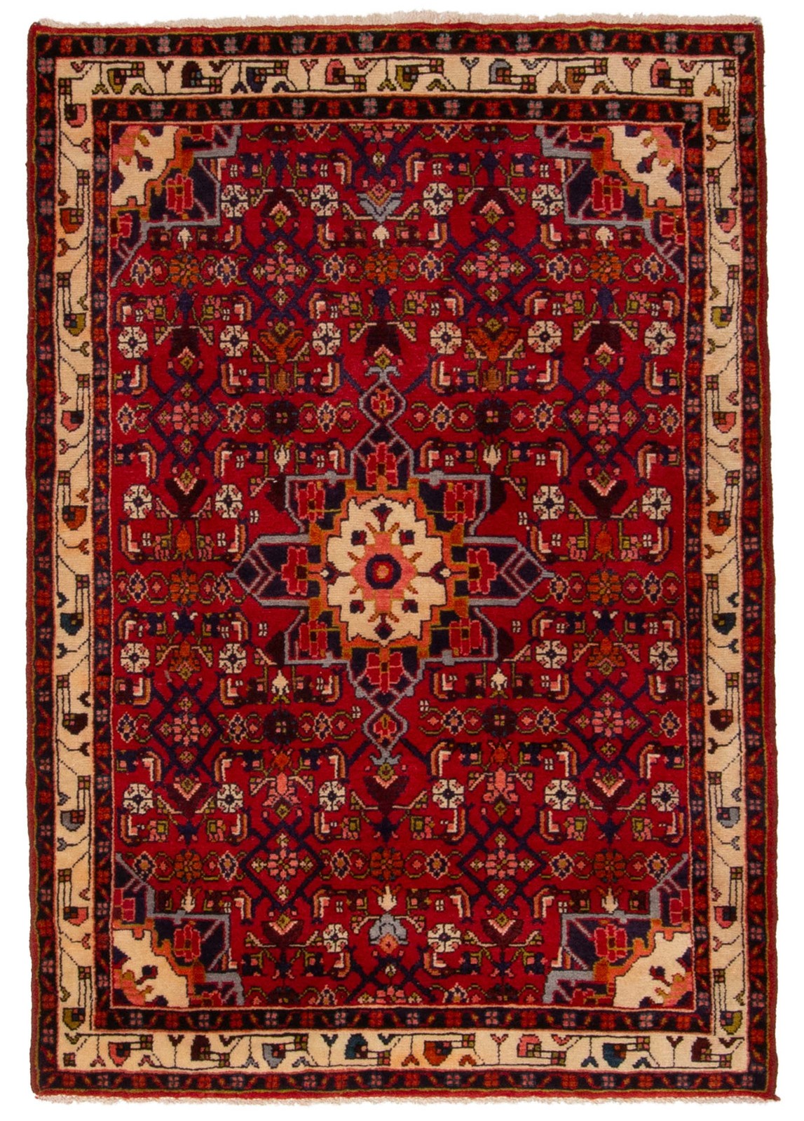 Vintage 3’7″ x 5’1″ Traditional Hand Knotted Vegetable Dye Wool Area Rug