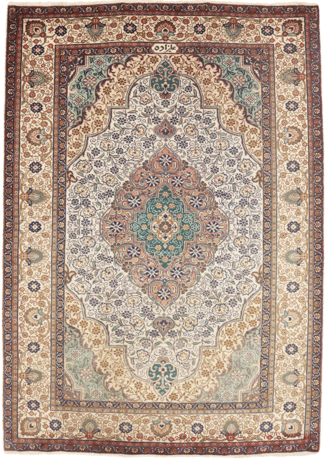 Semi-Antique Traditional Oriental Rug Muted Colors Floral Carpet 4’6X6’4 ft