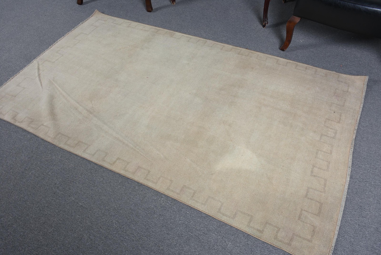 Vintage Rug, 4×6,9 ft Area Rug, Beige Brown Wool Rug