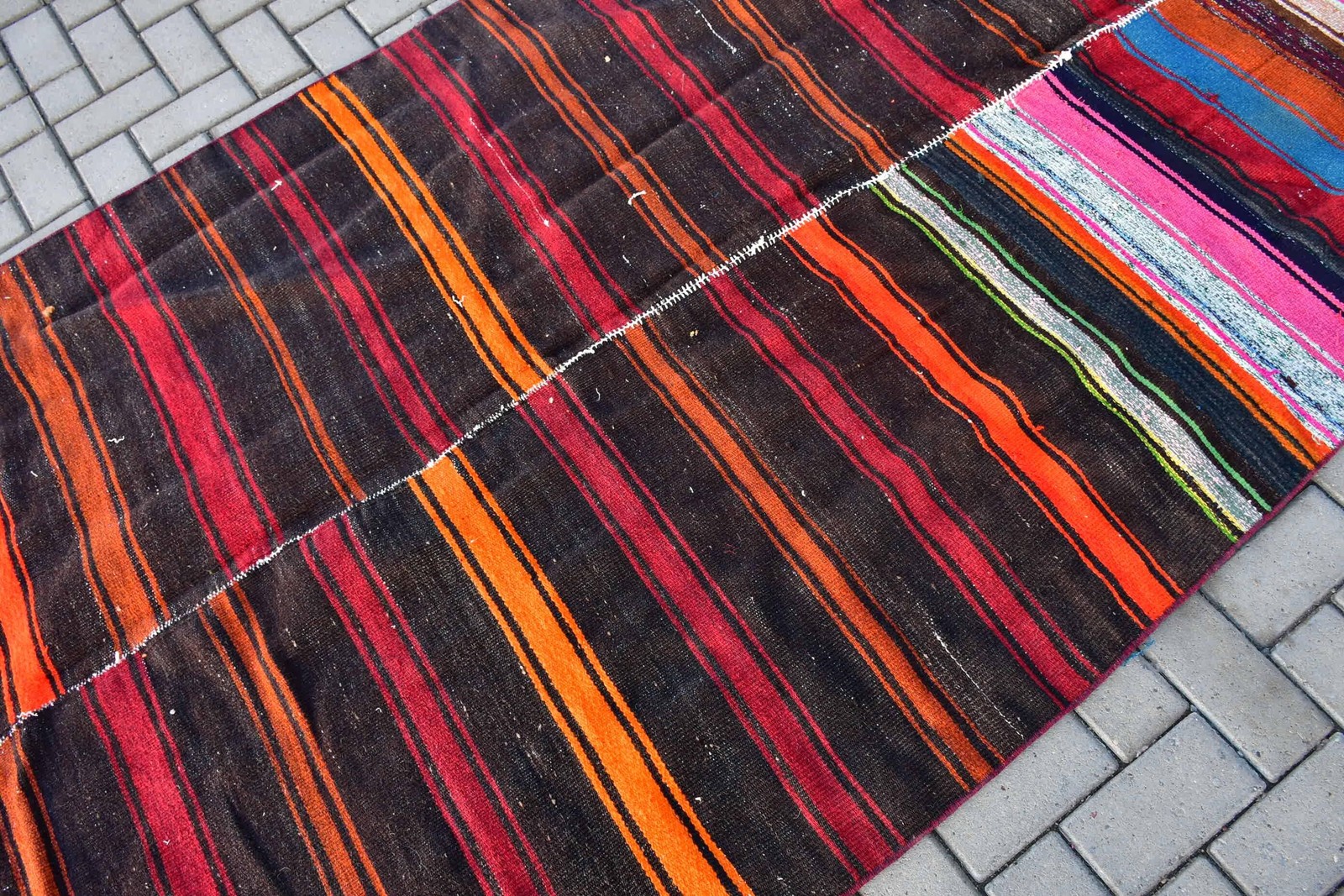 4,7×10,1 ft Turkish Rug, Vintage Large Rug, Red Brown Abstract Wool Rug
