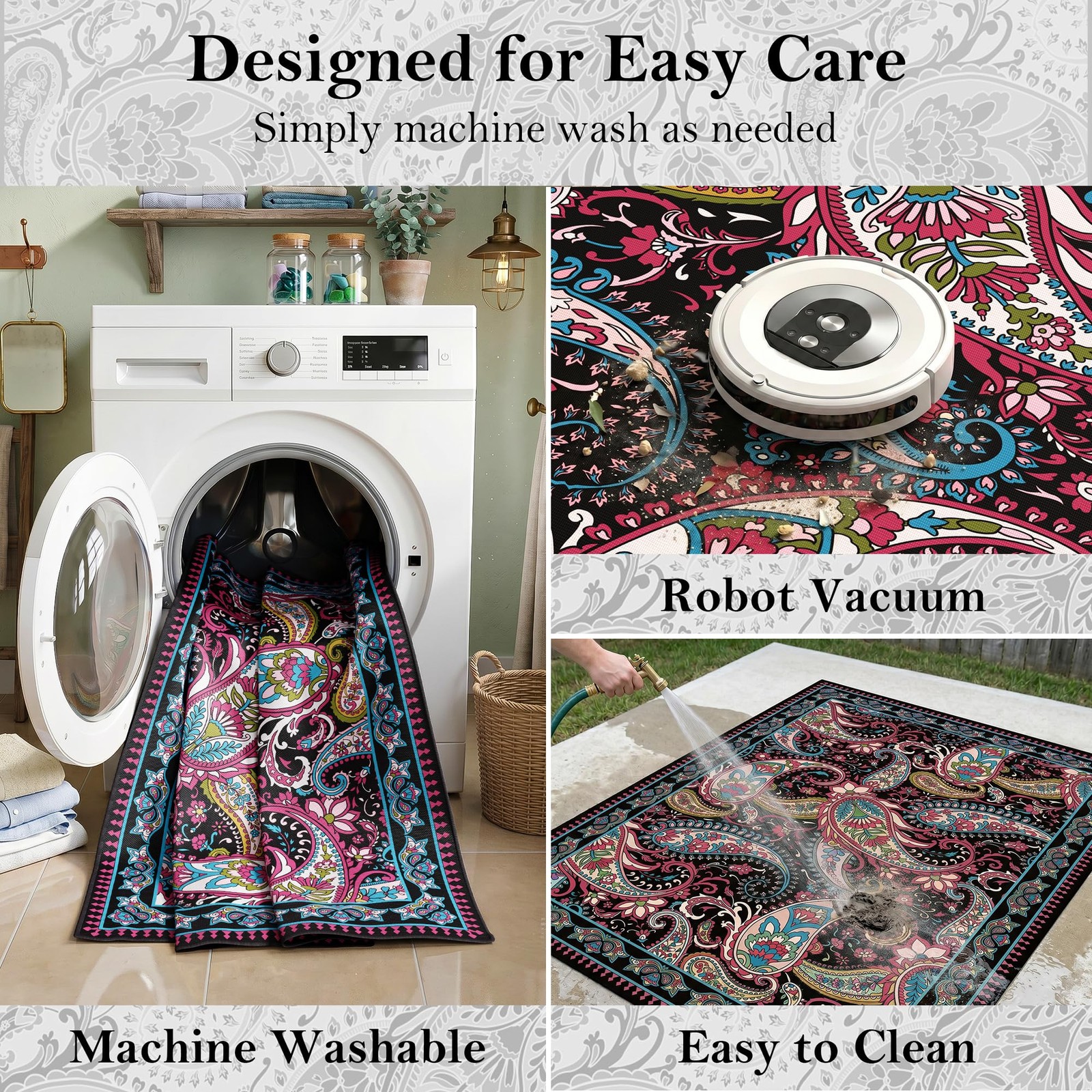 Paisley Outdoor Rug Waterproof 6×9, UV Resistant Non Slip Patio Rug, Indoor O…