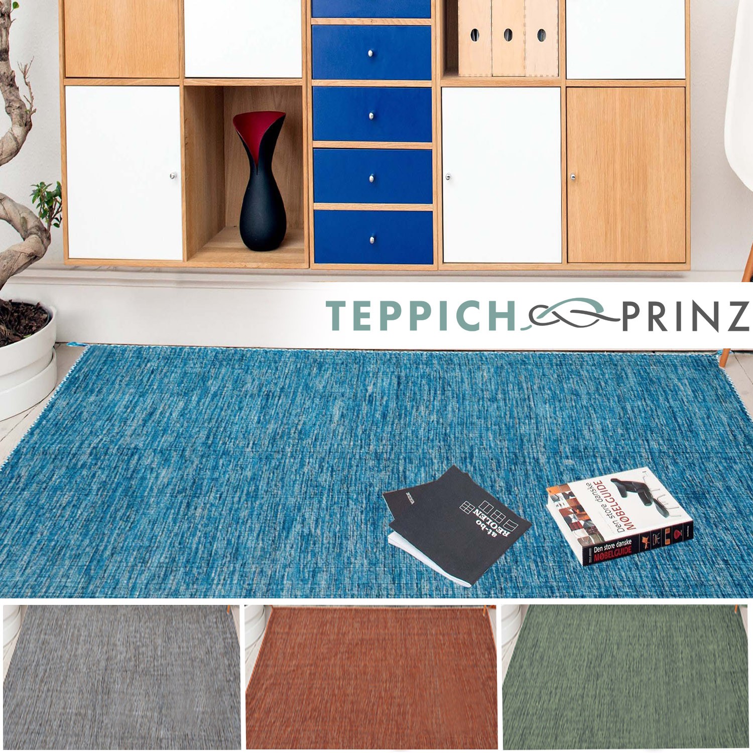 Kelim FRANSI Plain Carpet Flat Weave Mottled in 4 COLORS & 5 SIZES