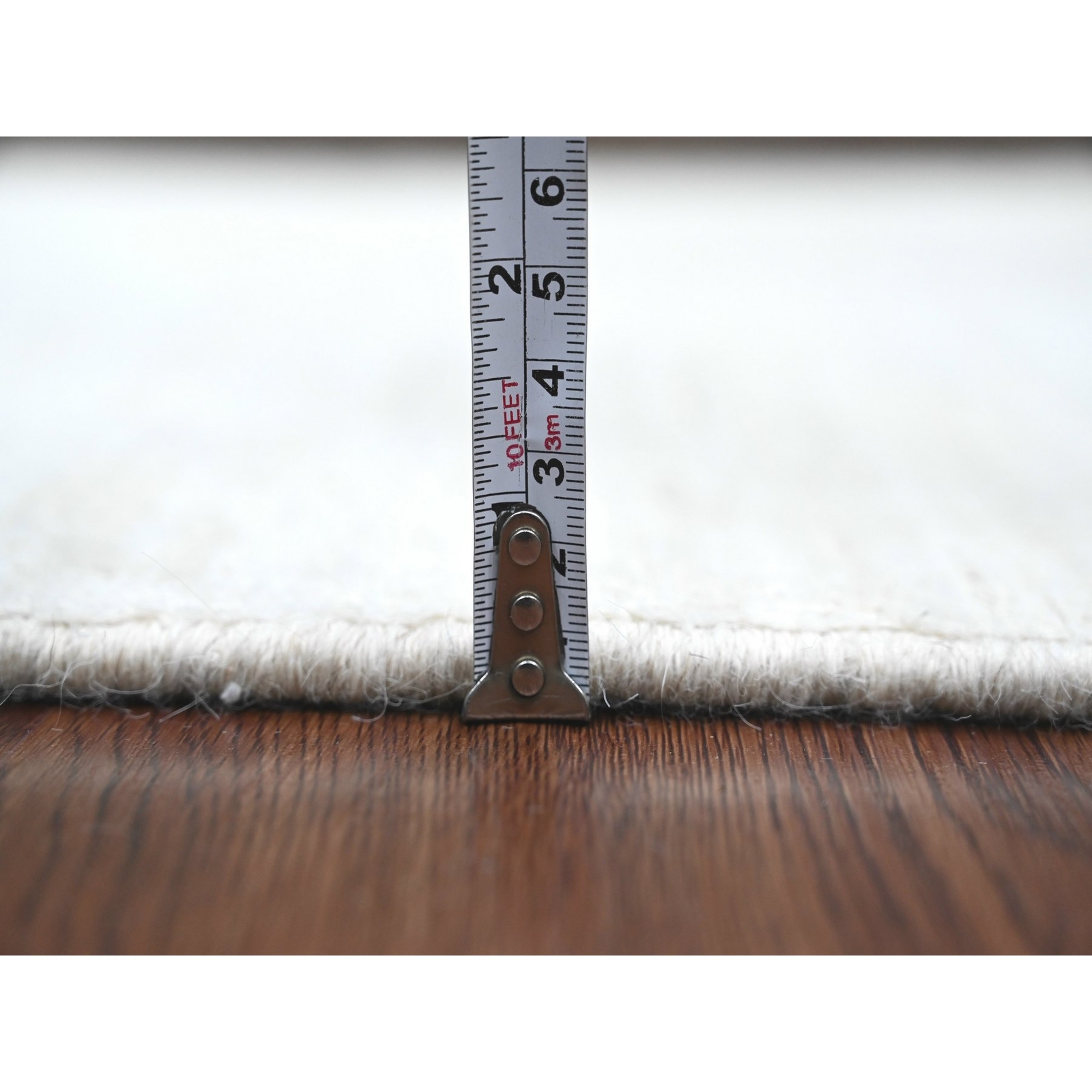 2’10″x4’9″ White Solid Pattern Hand Knotted Hand Spun Ghazni Wool Rug R20826