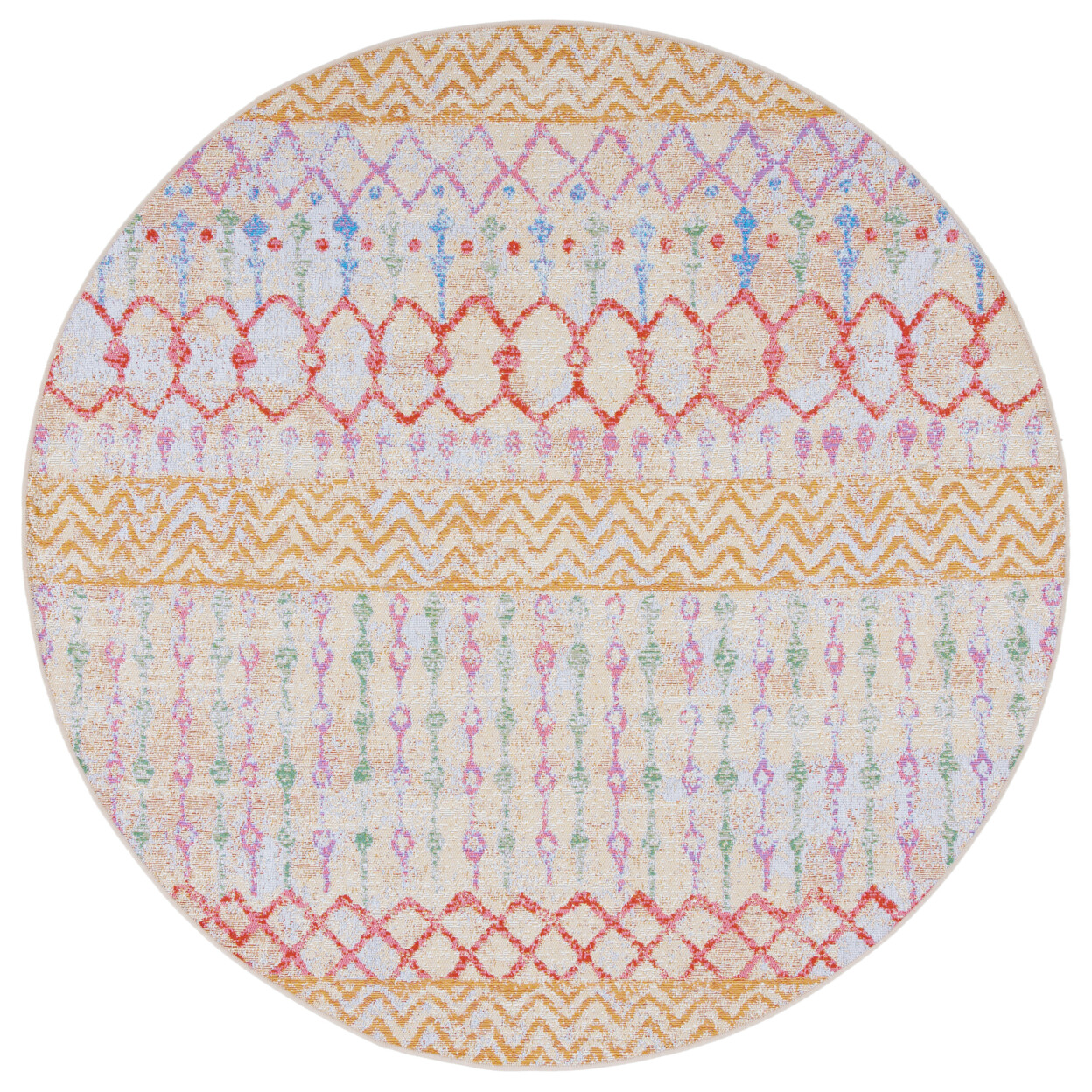 SAFAVIEH Outdoor SMR497D Summer Collection Gold / Blue Rug