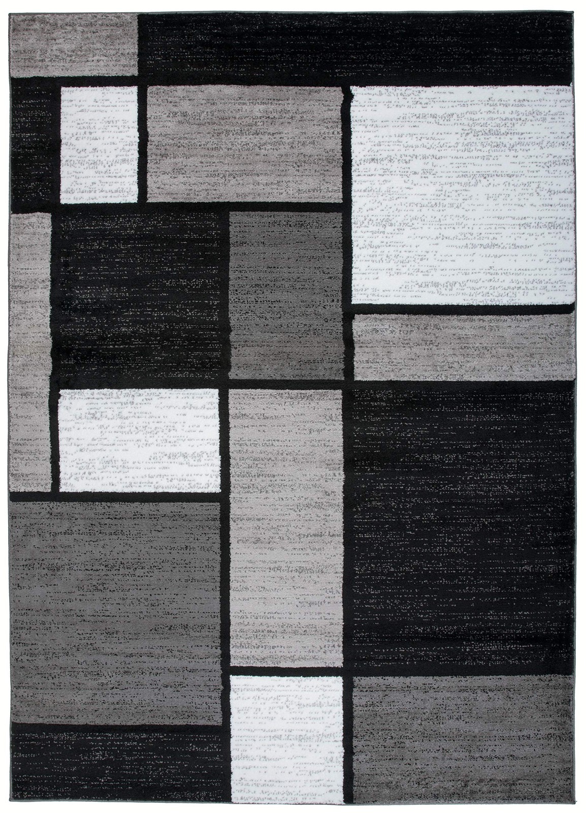 Contemporary Grey Rectangular Area Rug 710X102 Elegant Box Pattern Durable