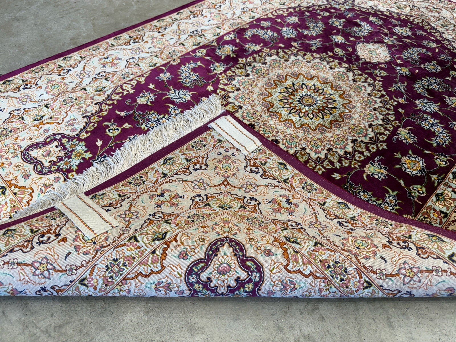 3×5 Luxurious Fine Hand-Knotted 100% Silk Signed Persiane Qume Rug Handmade