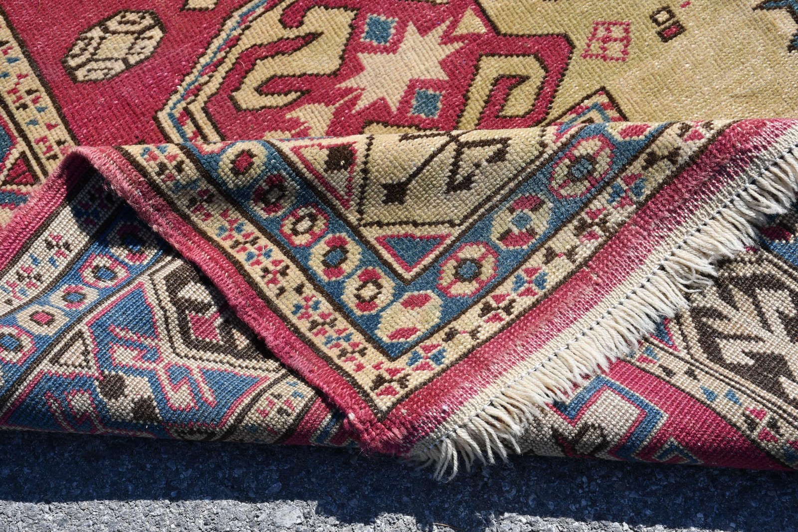 5,2×7,4 ft Rug, Turkish Vintage Rug, Red Wool Rug