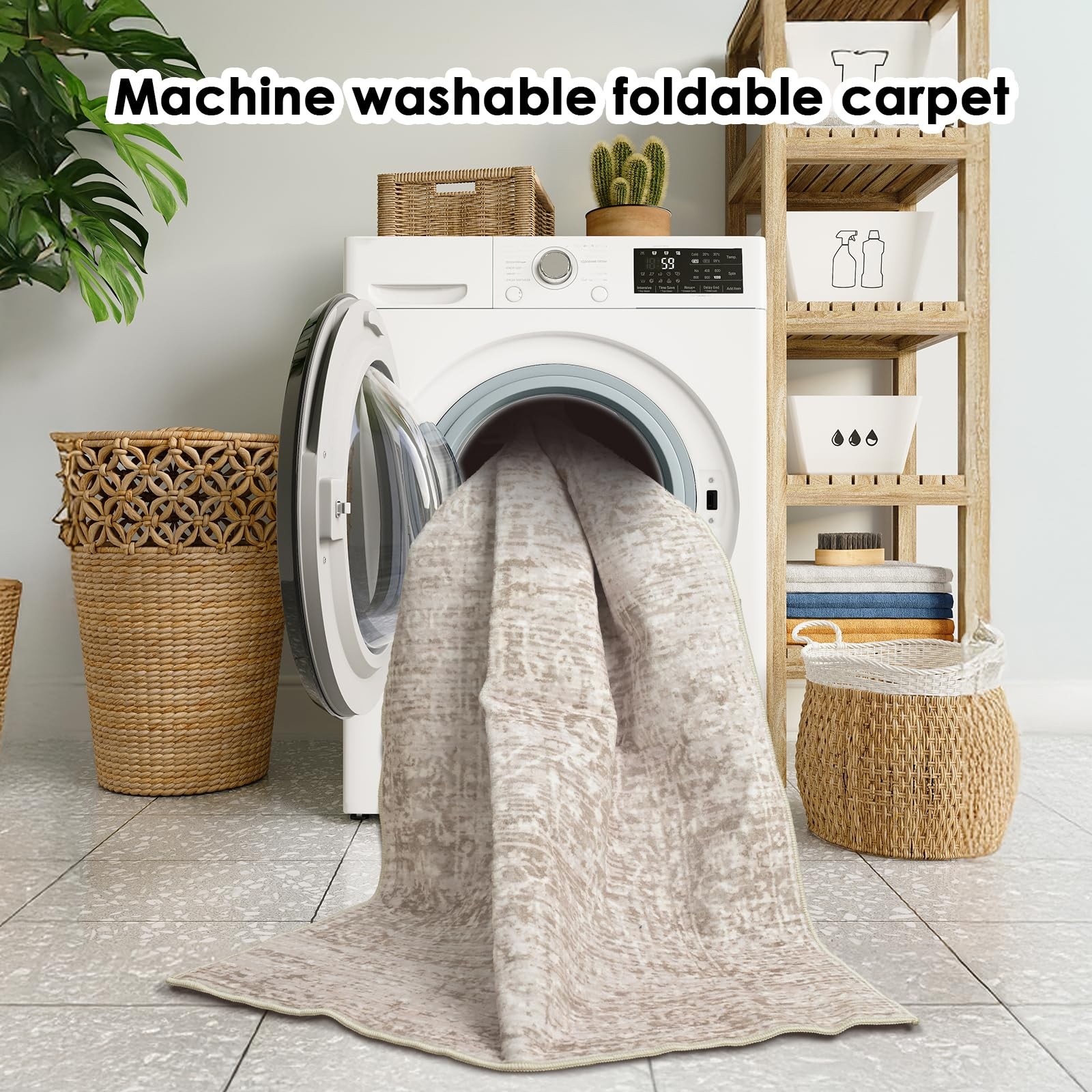 Rugixe 57 Rug Foldable Machine Washable Living Room Area Rug Machine Washable
