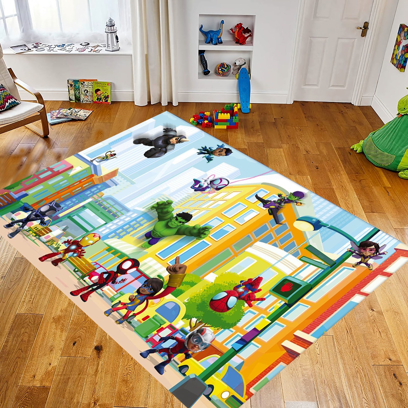 Superhero Kids Rug, Cartoon Hero Carpet, Spider Hero Nursery Rug,Comic Book Rugs
