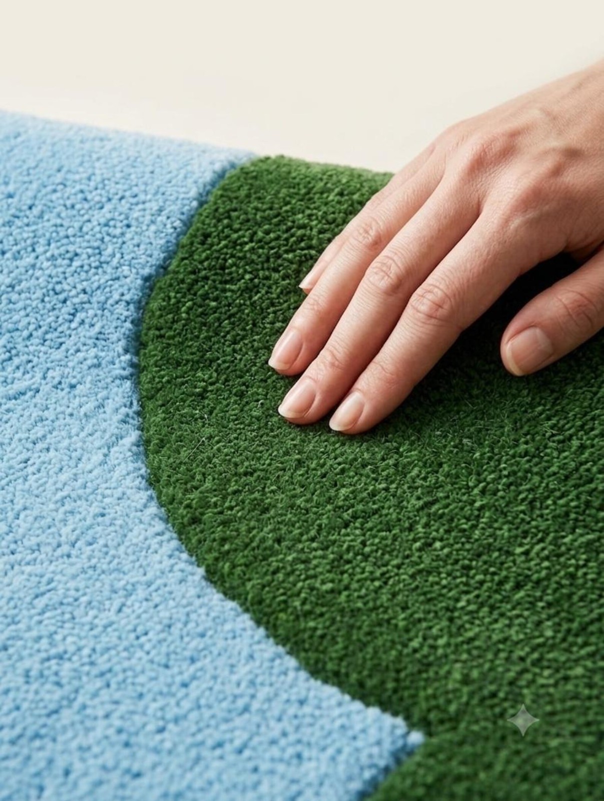 Modern Wavy Green Blue Area Rug, Handmade Tufted Rug, Contemporary Living Room