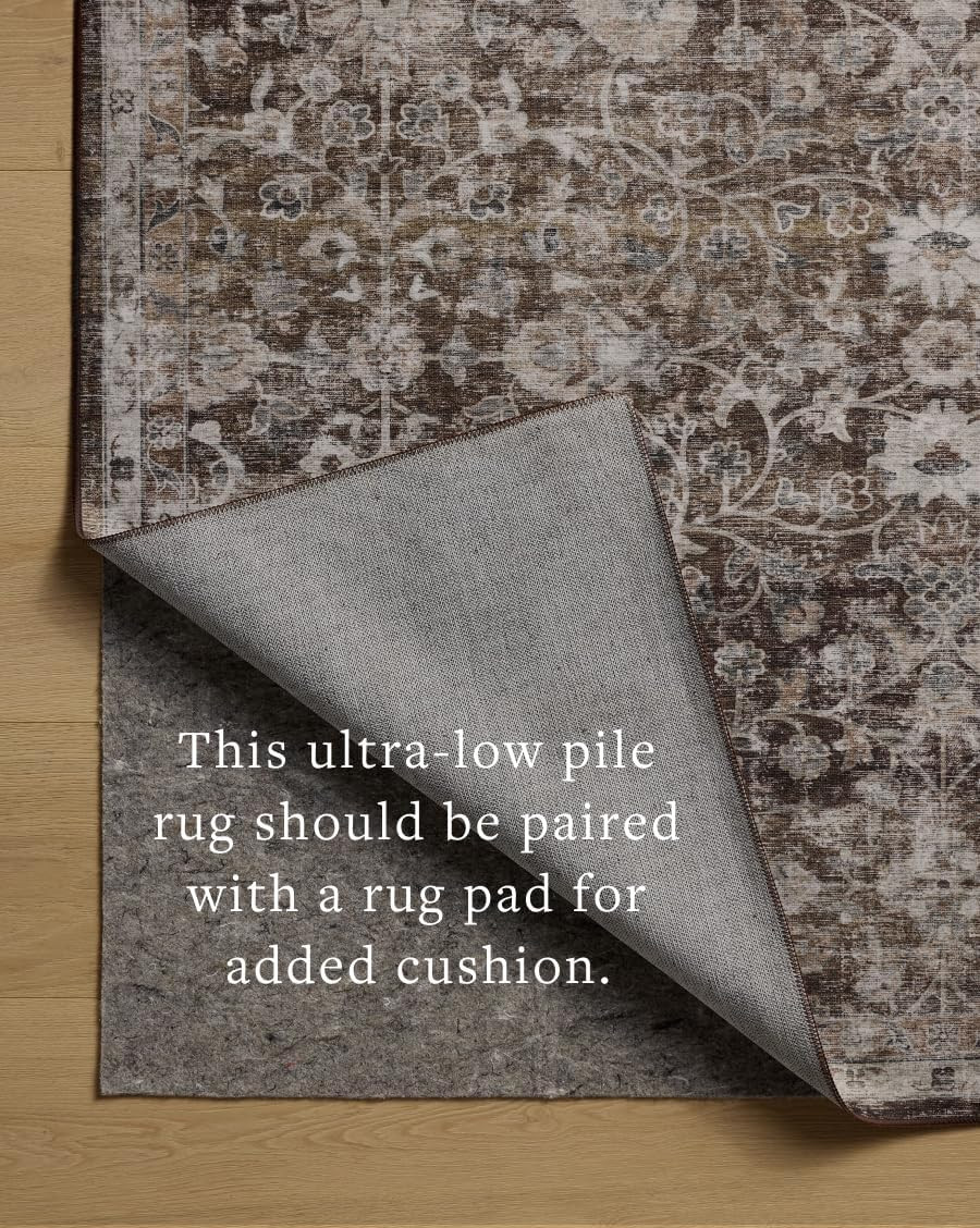 Loloi Josie Collection Round Area Rug 6′ Earth/Natural, Machine Washable