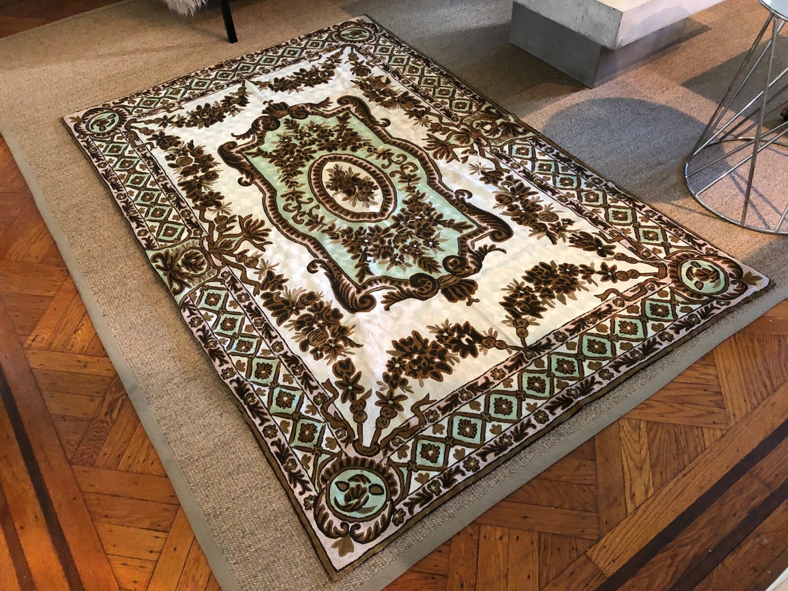 Hand Woven Area Rug or Textile – Very Good Condition – 46″ x 70″