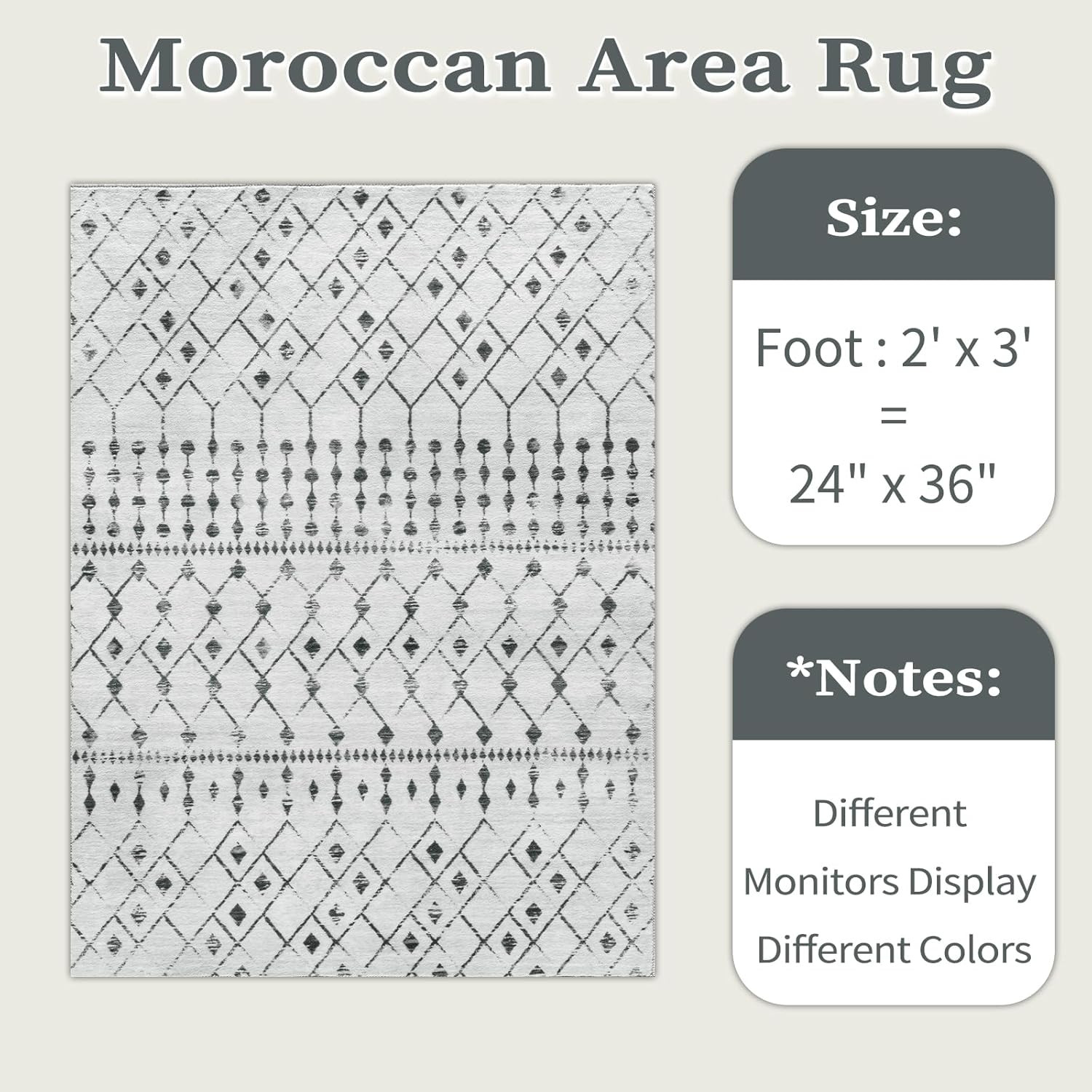 SERISSA 2×3 Washable Small Entry Rug Moroccan Geometric Distressed