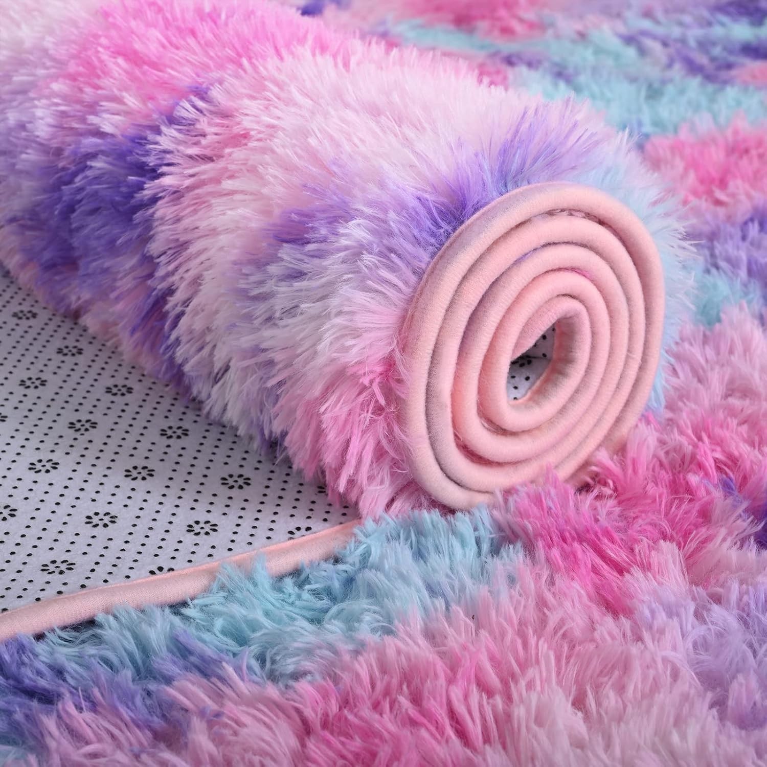 Soft Rainbow Area Rugs for Girls Room 4×6 Feet, Fluffy Bedroom Rugs, Princess…