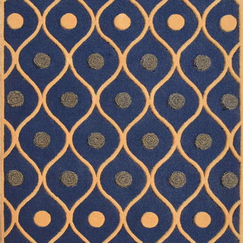 Blue Hand Tufted Wool Rug, Wool Carpet Abstract Handmade Wool Area Rug Room