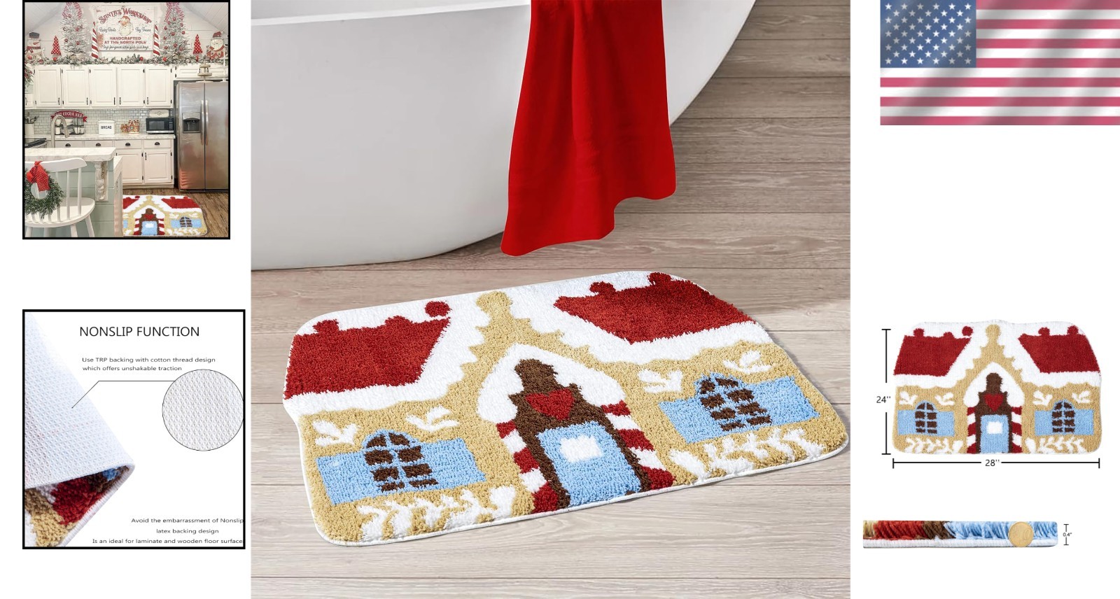Whimsical Gingerbread House Christmas Rug – 2′ x 3′ Soft & Cozy Holiday Decor
