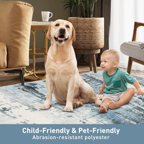 6×9 Soft Washable Area Rugs for Living Room and Bedroom, Non-Slip Stain