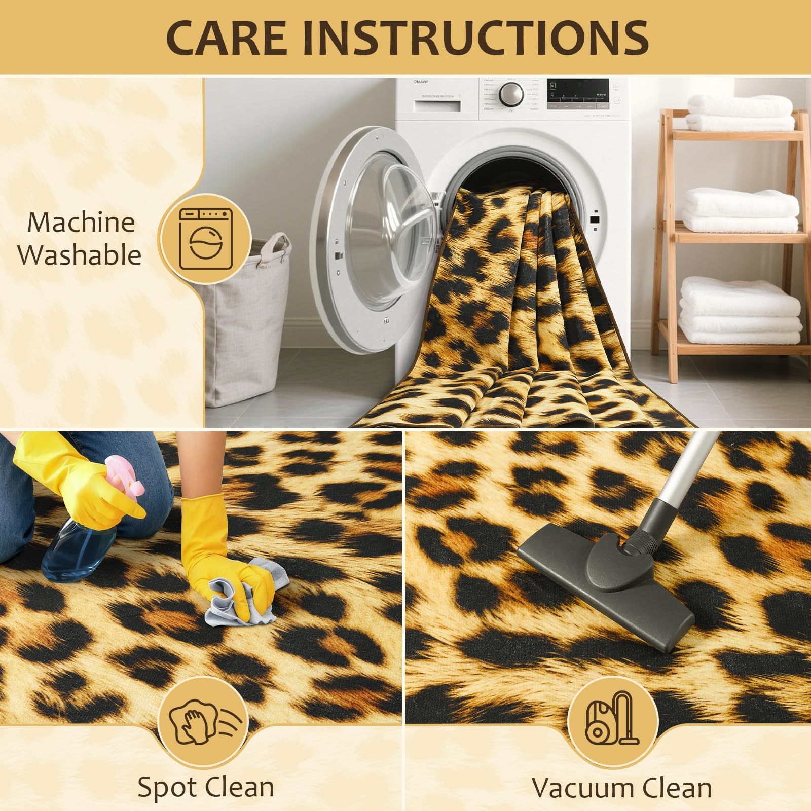 Premium Leopard Rug, Wild Cheetah Print Rugs for Living Room Bedroom, 4×6 feet