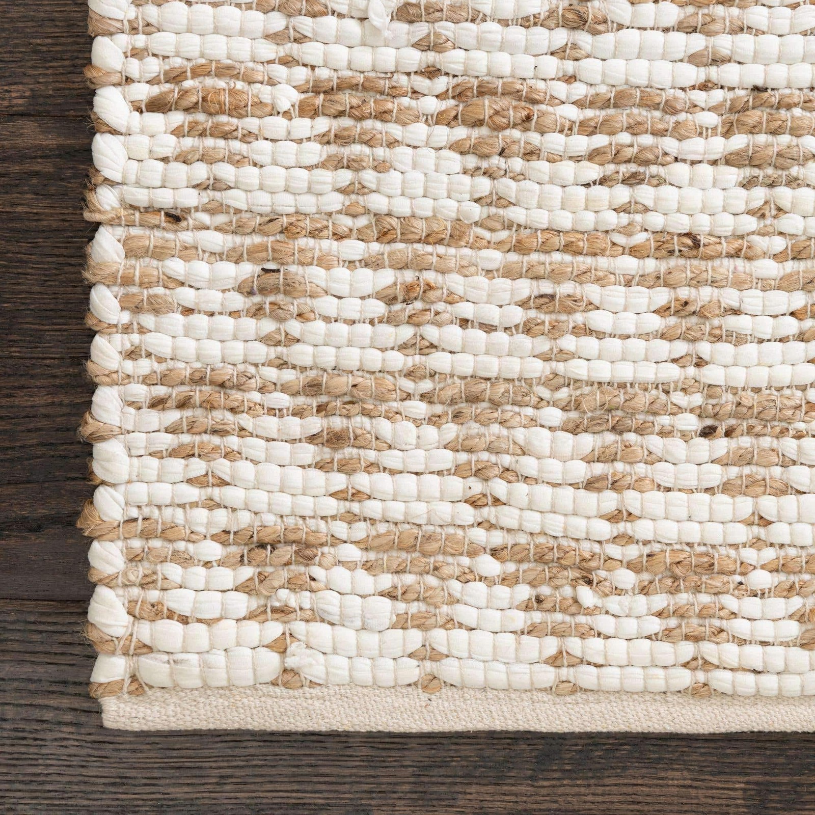 Unique Loom Chindi Jute Collection Area Rug 4 1 X 6 1 Rectangle White/ Natural