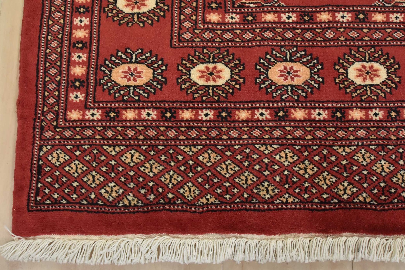 Bokhara Rug 5’2” x 7’9” Red Wool Tribal Hand-Knotted Oriental Carpet