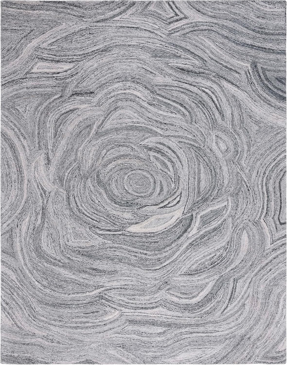 Handmade Abstract Area Rug 6′ x 9′ Dark Grey & Black for High Traffic Areas