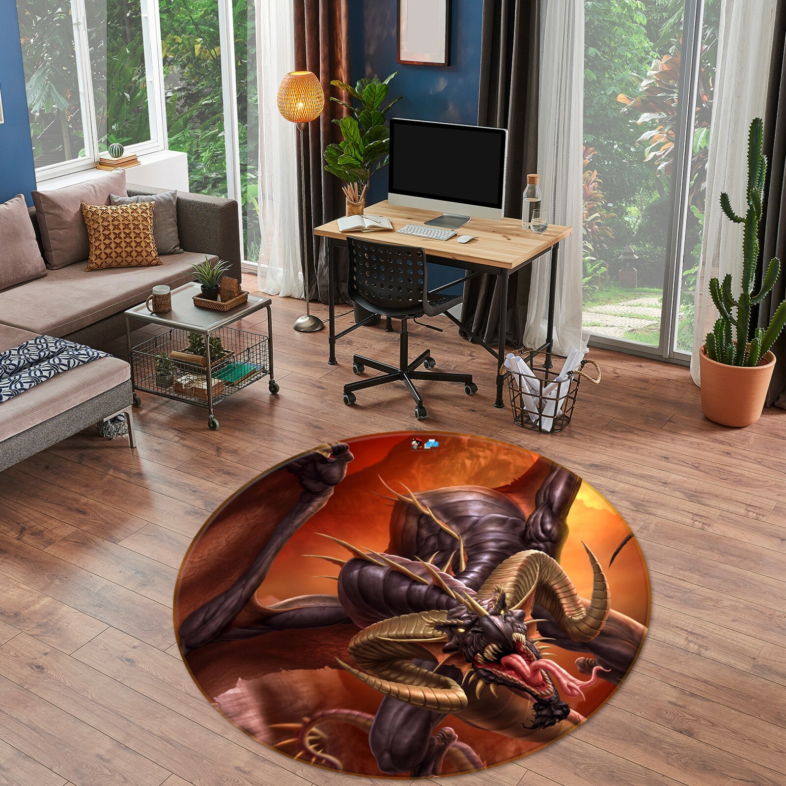 3D Tongue Dragon ZHUA063 Game Non Slip Rug Mat Photo Carpet Tom Wood Zoe