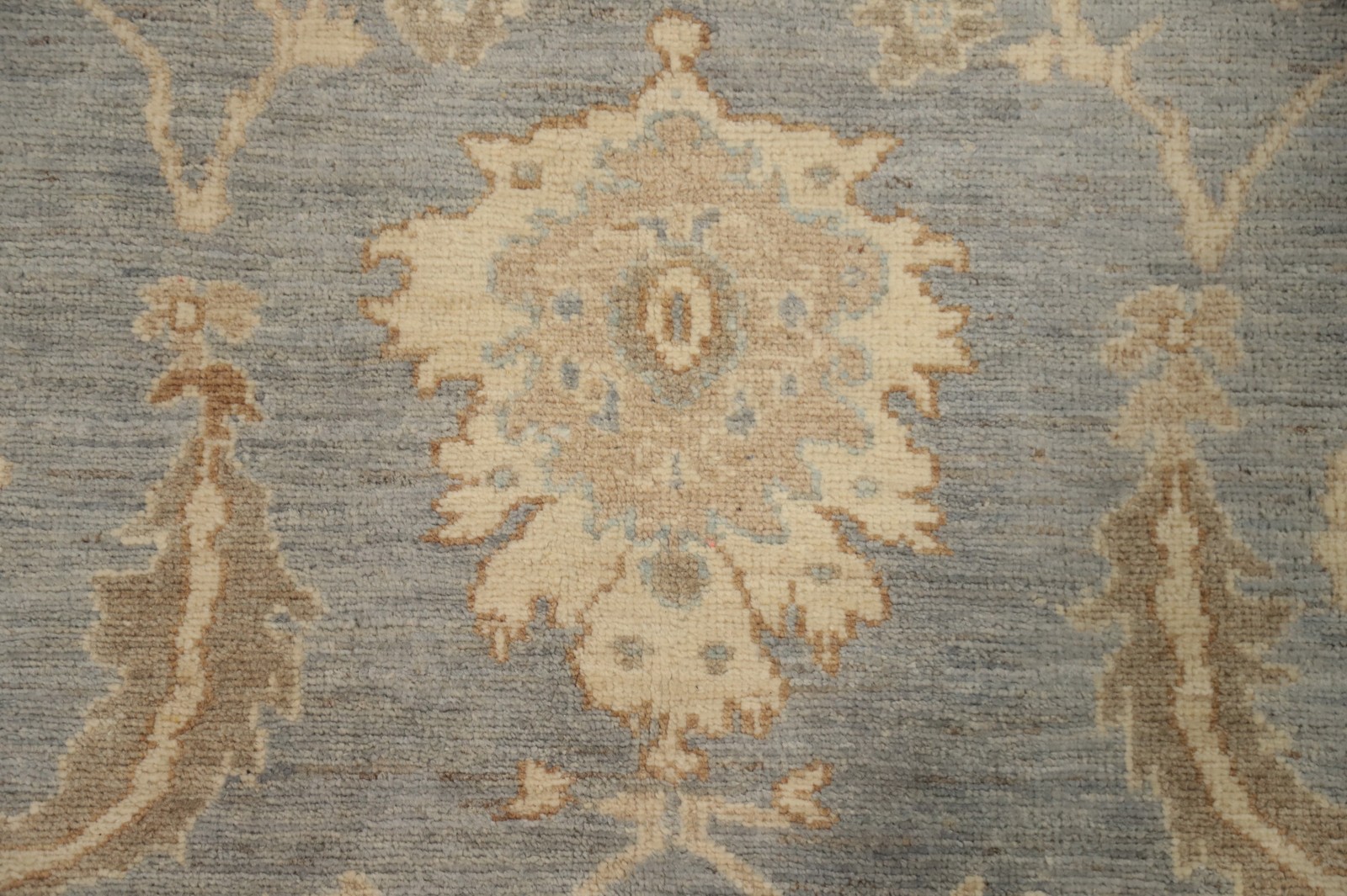 Gray Oushak Vegetable Dye Area Rug 8×9 Handmade Wool All-Over Pattern Carpet