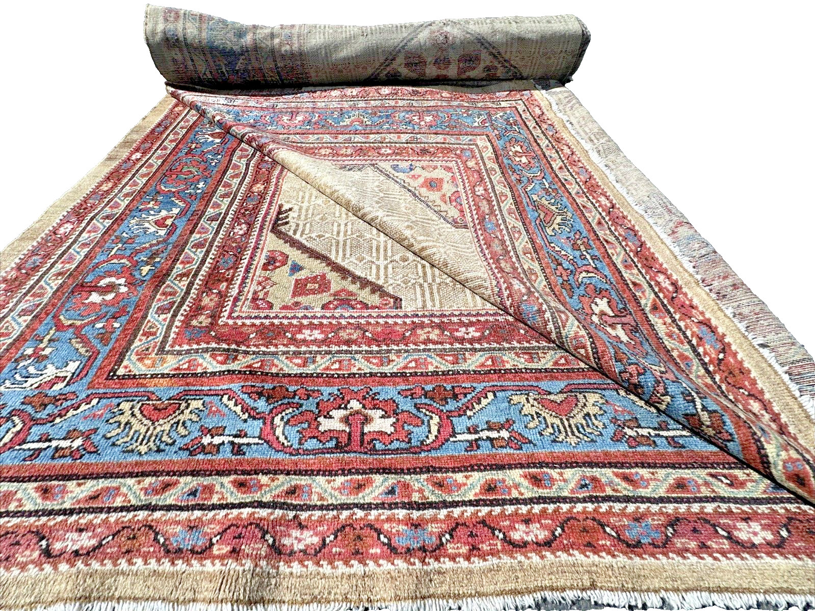 Auth: 19/20th C Antique Camel Hair Sarab – Rare Elegant Multi Medallion 11X20
