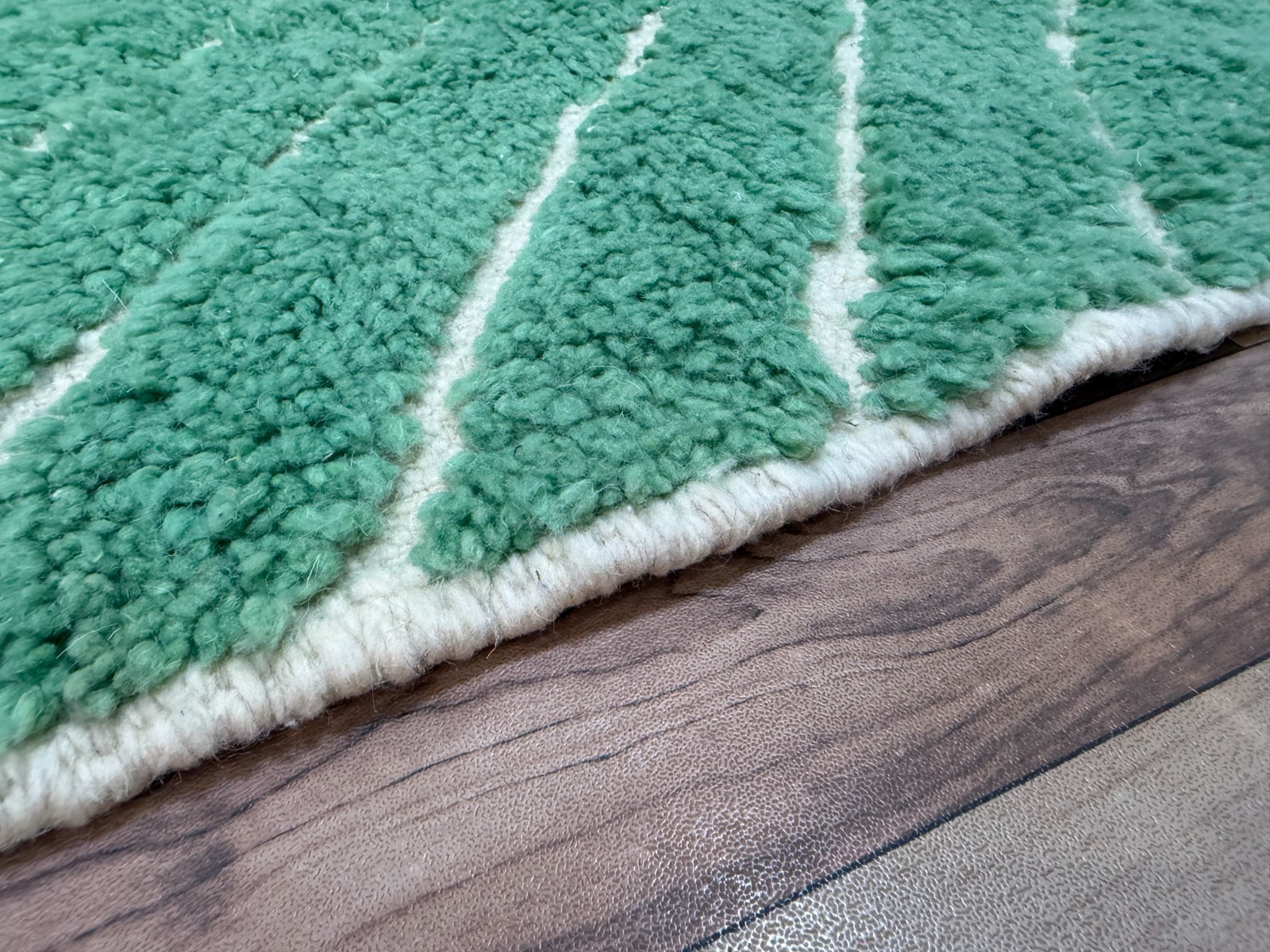 Green Moroccan Berber Rug 8×4.8 ft Handmade Wool Boho Modern Beni Ourain Style
