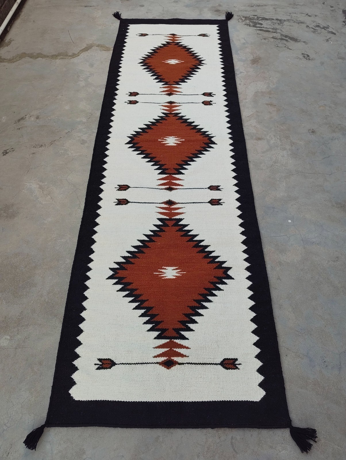 Southwestern Red Navajo Rug Handmade Native American Tribal Wool Runner 2.6×8 Ft