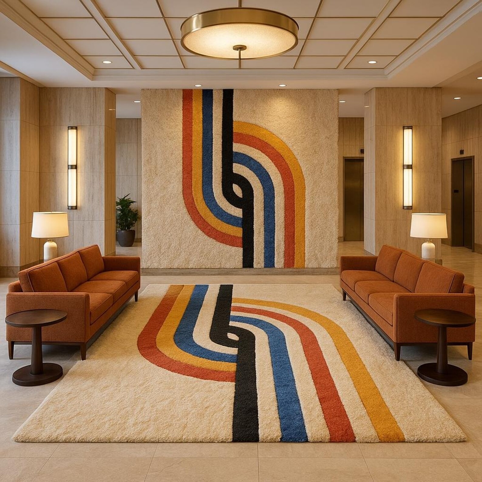 Modern multi color Hand Tufted Geometric Wool Rug – Contemporary Area Carpet 3×5