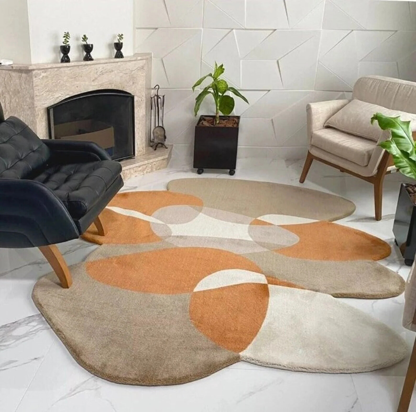 New Hand Tufted Rug, Contemporary Layer Rug, 100% Wool Area Rug living room hall