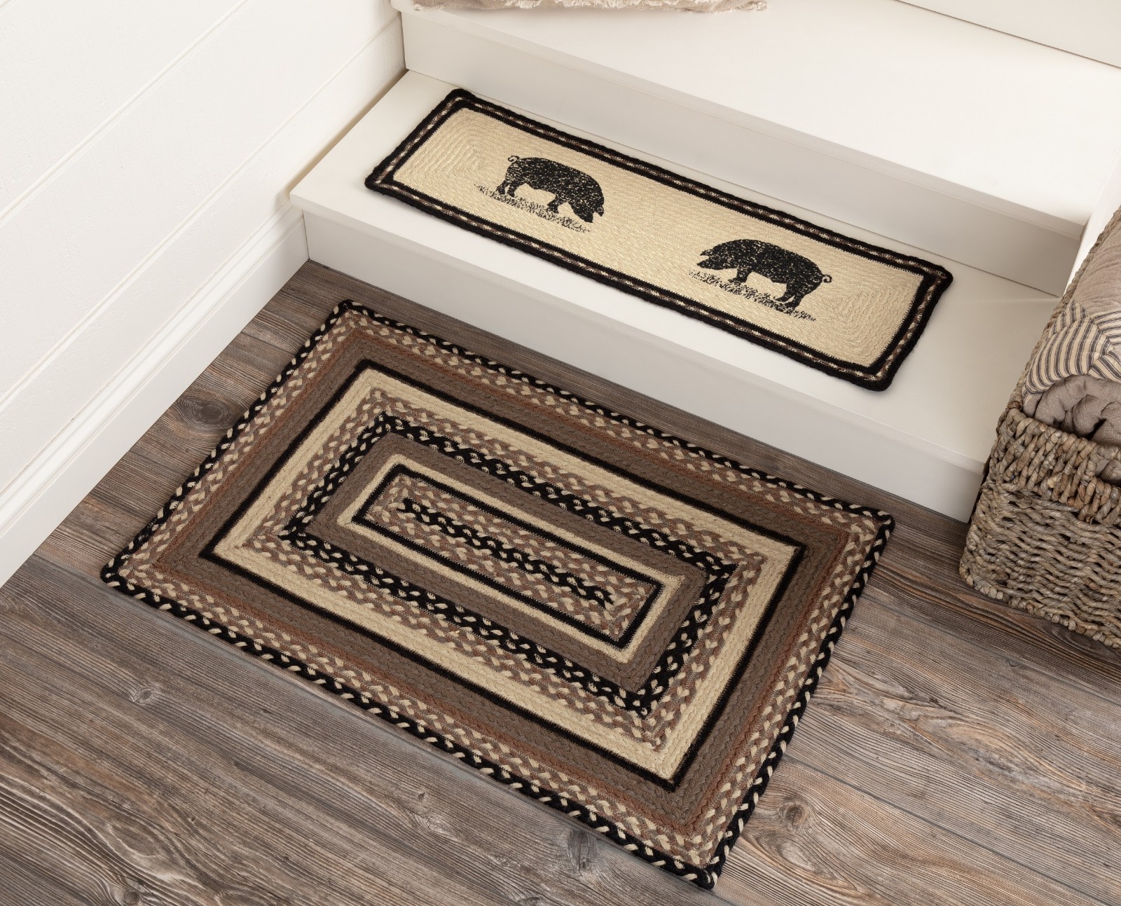 Eco-Friendly Rectangle Braided Rug Earth Tones Brown Sawyer Mill