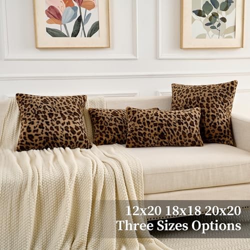 Pillow Covers 18×18 Faux Fur Throw Pillow Covers 18″ x 18″ (Pack of 2) Cheetah