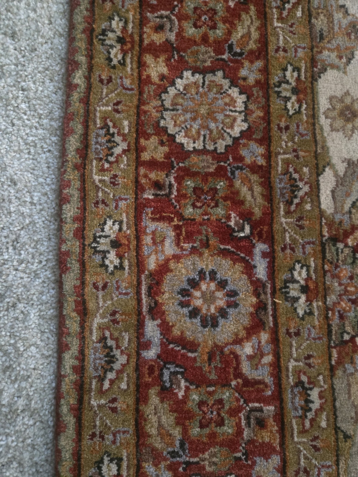 Stickley Designer Mughal Lattice Ivory Coral Rug 4′ X 6′