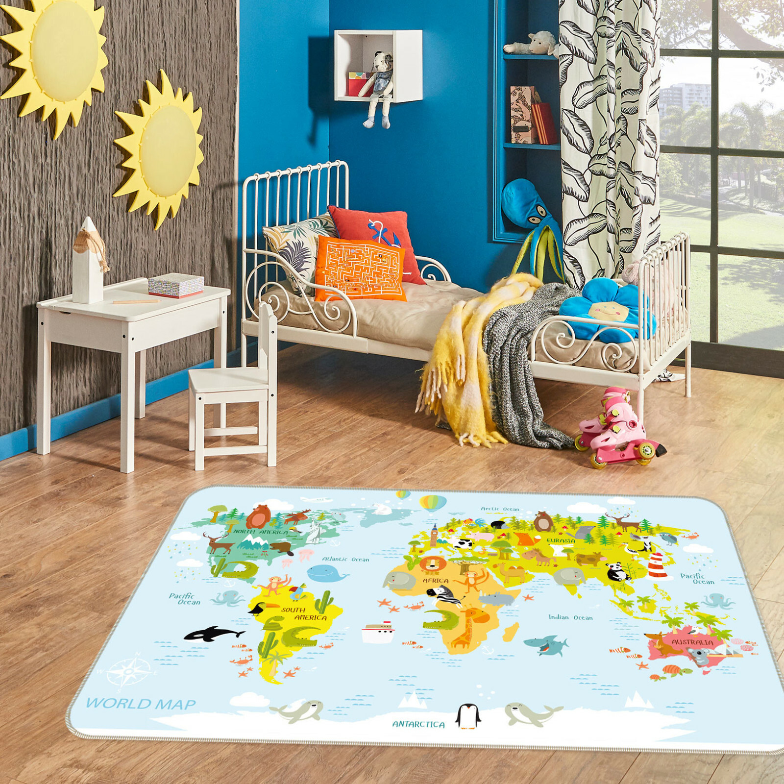 3D Animal Map ZHUA1541 Game Non Slip Rug Mat Photo Carpet Zoe