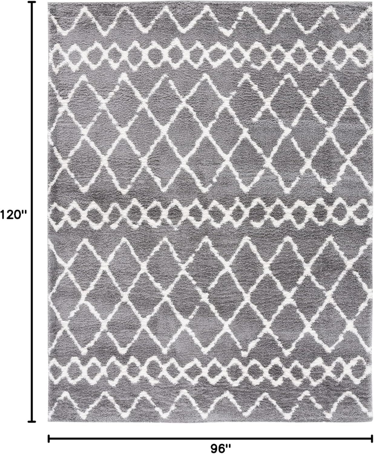Light Grey/Cream 8′ x 10′ Berber Shag Moroccan Non-Shedding Area Rug