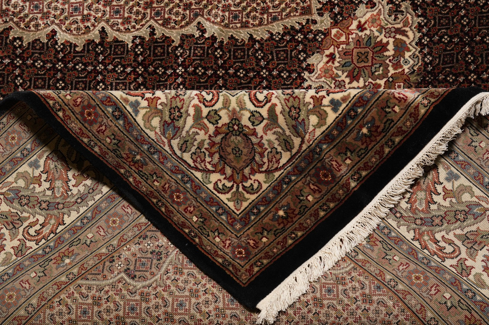 8.2 x 10.1 Black Mahii Tabriiz Handmade Area Rug Wool And Silk #F-4468