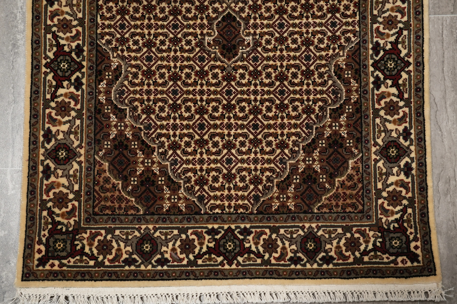 2.6 x 10.1 Tabriiz Mahii Runner Wool and Silk Handmade Rug #F-4480